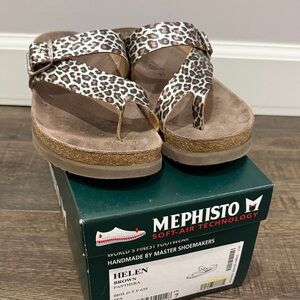 Mephisto Helen Animal Print Brown Sandals